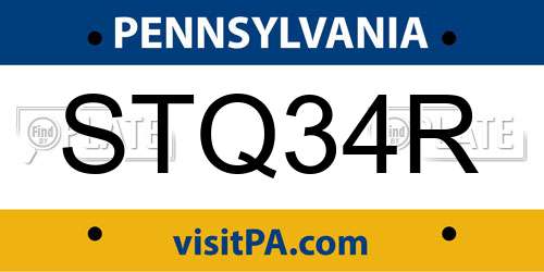 STQ34R Pennsylvania License Plate