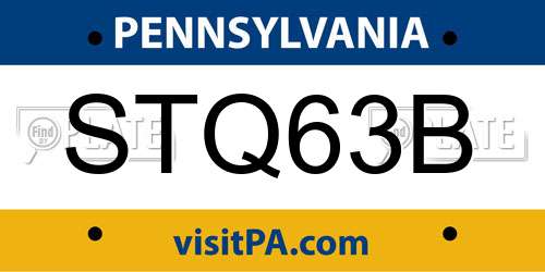 STQ63B Pennsylvania License Plate