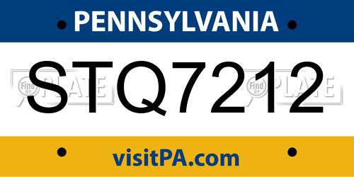 STQ7212 Pennsylvania License Plate