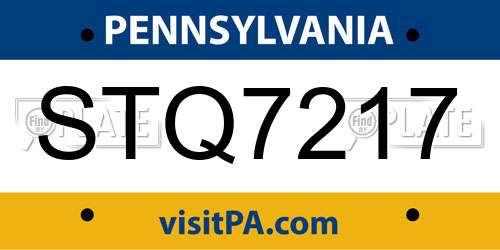 STQ7217 Pennsylvania License Plate