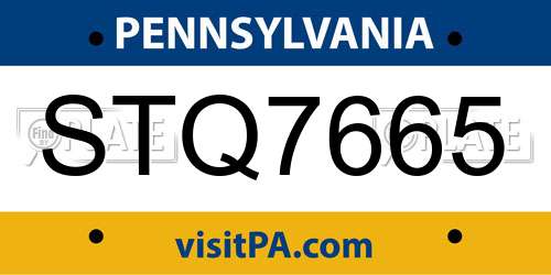 STQ7665 Pennsylvania License Plate