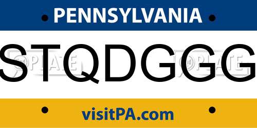 STQDGGG Pennsylvania License Plate