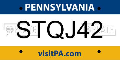 STQJ42 Pennsylvania License Plate
