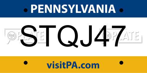 STQJ47 Pennsylvania License Plate