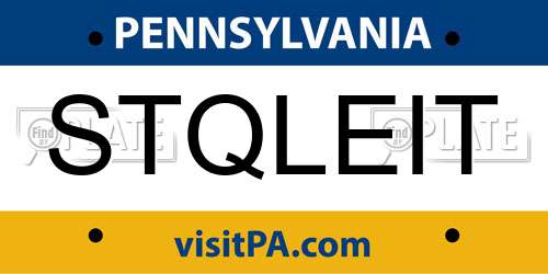 STQLEIT Pennsylvania License Plate