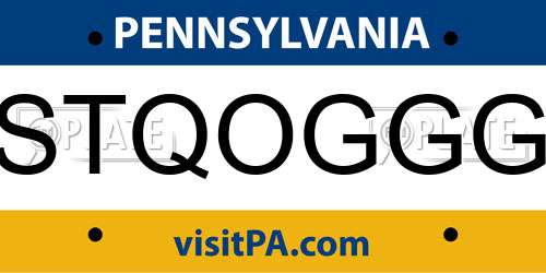 STQOGGG Pennsylvania License Plate