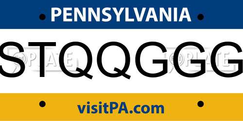 STQQGGG Pennsylvania License Plate