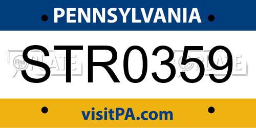 STR0359 Pennsylvania License Plate