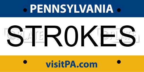 STR0KES Pennsylvania License Plate