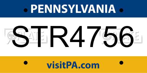 STR4756 Pennsylvania License Plate