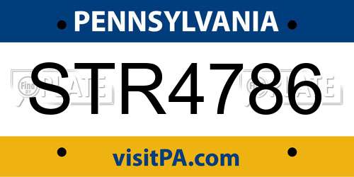 STR4786 Pennsylvania License Plate