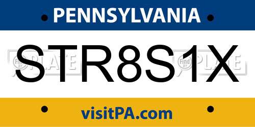 STR8S1X Pennsylvania License Plate