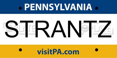 STRANTZ Pennsylvania License Plate