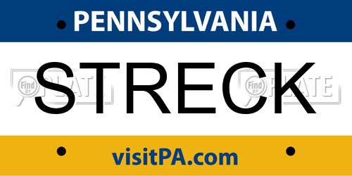 STRECK Pennsylvania License Plate