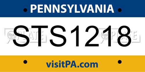 STS1218 Pennsylvania License Plate