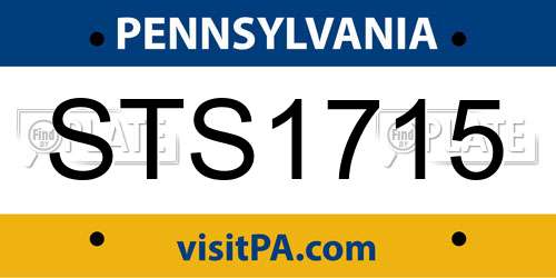 STS1715 Pennsylvania License Plate