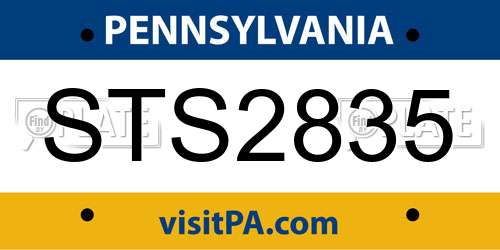 STS2835 Pennsylvania License Plate