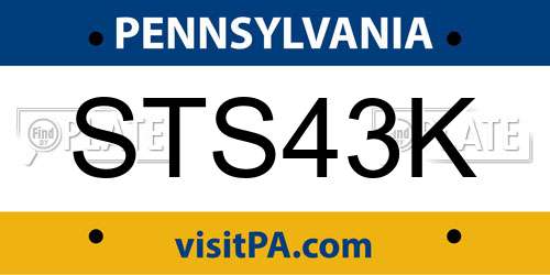 STS43K Pennsylvania License Plate