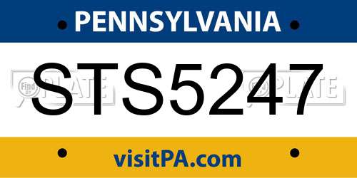 STS5247 Pennsylvania License Plate