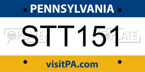 STT151 Pennsylvania License Plate