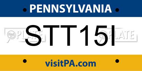 STT15I Pennsylvania License Plate