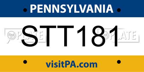 STT181 Pennsylvania License Plate