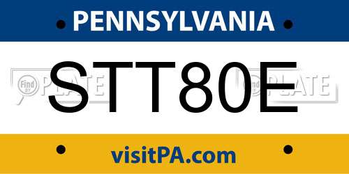 STT80E Pennsylvania License Plate