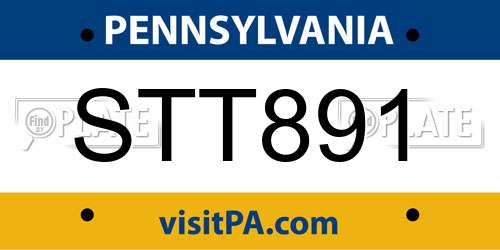 STT891 Pennsylvania License Plate
