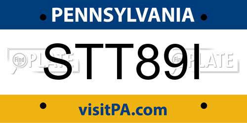 STT89I Pennsylvania License Plate