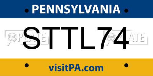 STTL74 Pennsylvania License Plate