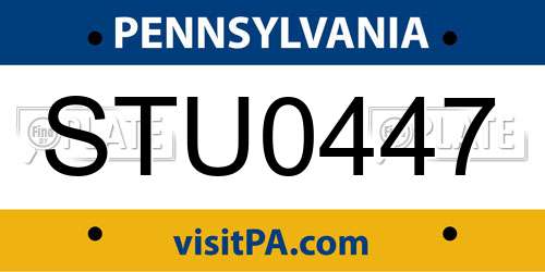 STU0447 Pennsylvania License Plate