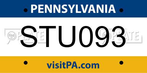 STU093 Pennsylvania License Plate