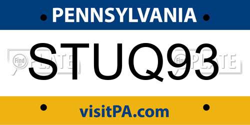 STUQ93 Pennsylvania License Plate