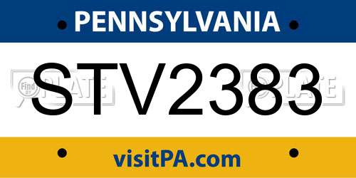 STV2383 Pennsylvania License Plate