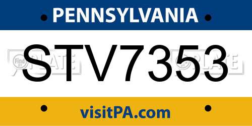 STV7353 Pennsylvania License Plate