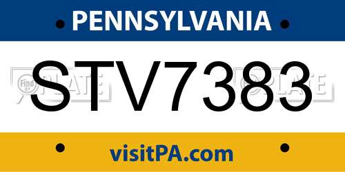 STV7383 Pennsylvania License Plate