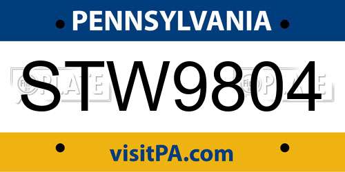 STW9804 Pennsylvania License Plate