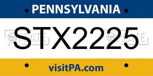 STX2225 Pennsylvania License Plate