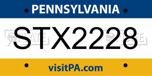 STX2228 Pennsylvania License Plate