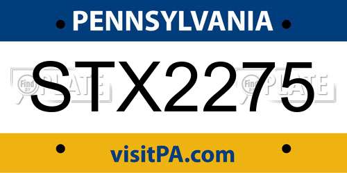 STX2275 Pennsylvania License Plate
