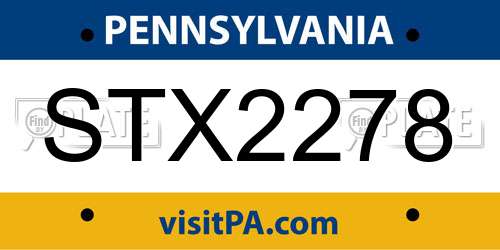 STX2278 Pennsylvania License Plate