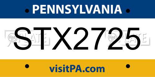 STX2725 Pennsylvania License Plate