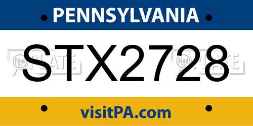 STX2728 Pennsylvania License Plate