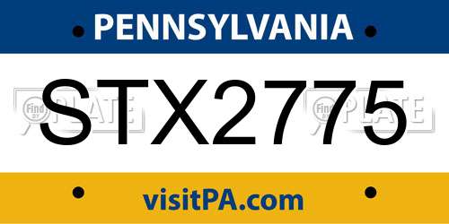 STX2775 Pennsylvania License Plate