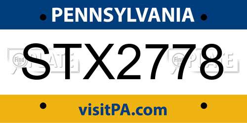 STX2778 Pennsylvania License Plate