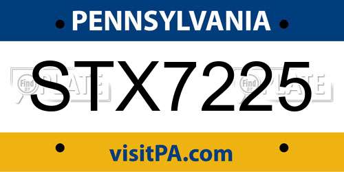 STX7225 Pennsylvania License Plate