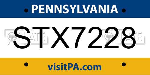 STX7228 Pennsylvania License Plate