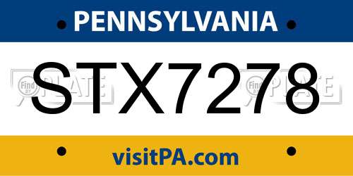 STX7278 Pennsylvania License Plate