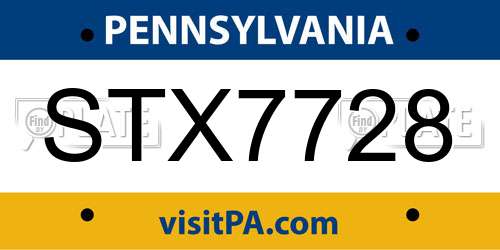 STX7728 Pennsylvania License Plate