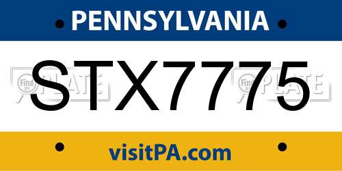 STX7775 Pennsylvania License Plate